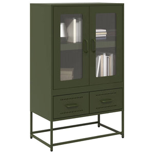 vidaXL Credenza Verde Oliva 68x39x111,5 cm in Acciaio