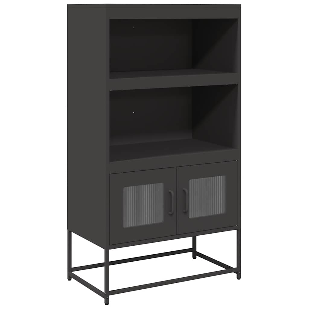 Credenza-Buffet-Armadio da cucina Nera 68x39x123 cm in Acciaio 233126