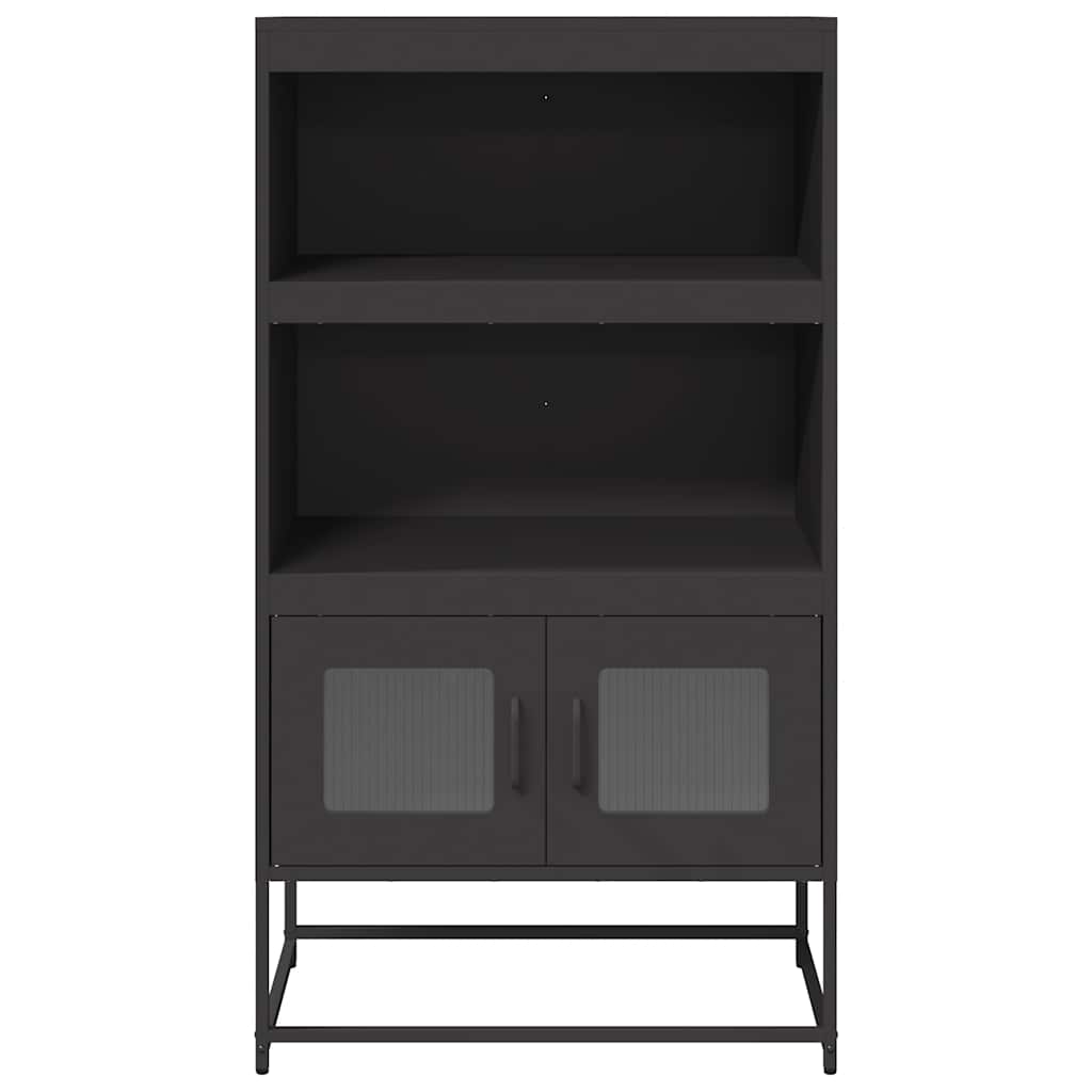 Credenza-Buffet-Armadio da cucina Nera 68x39x123 cm in Acciaio 233126