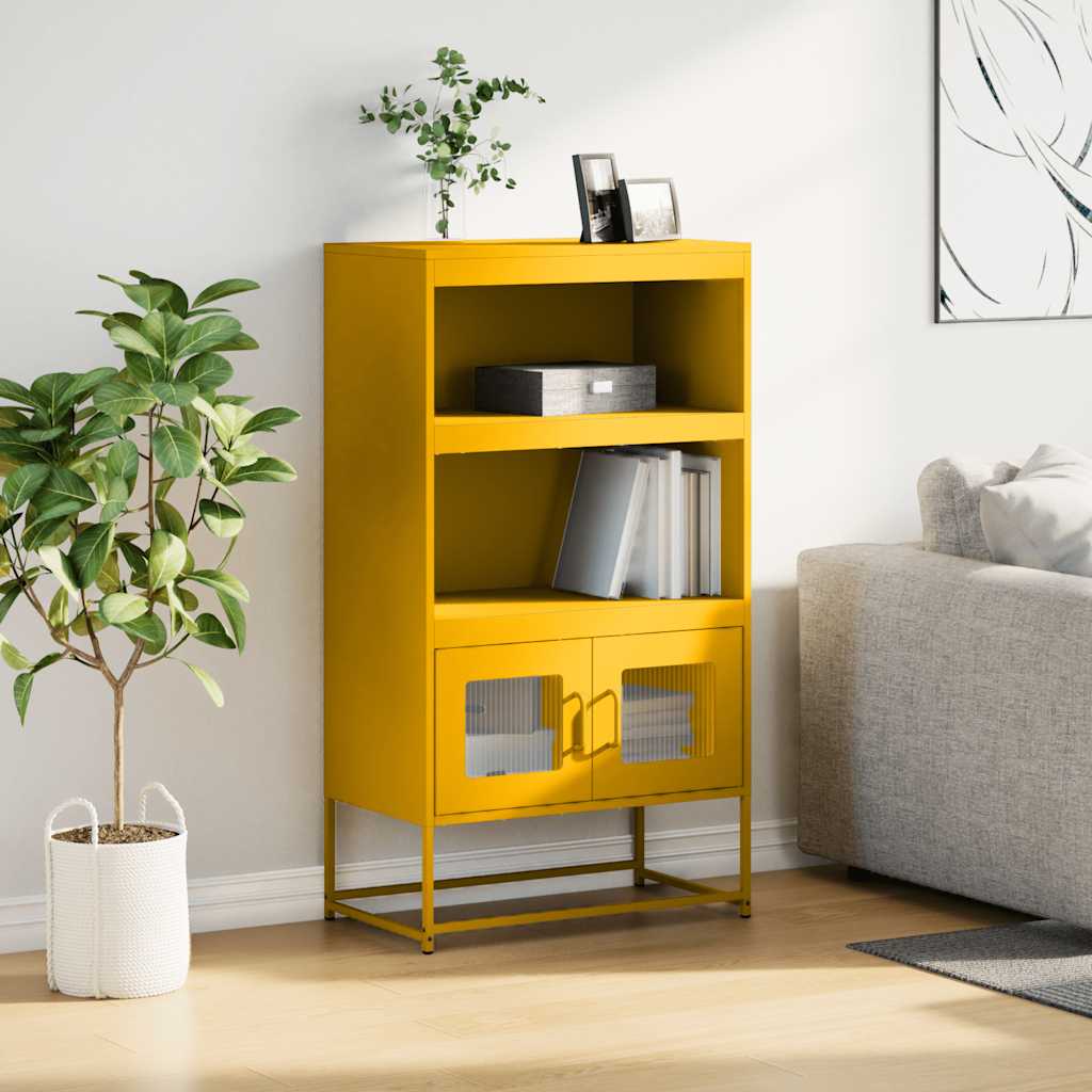 vidaXL Credenza Giallo Senape 68x39x123 cm in Acciaio