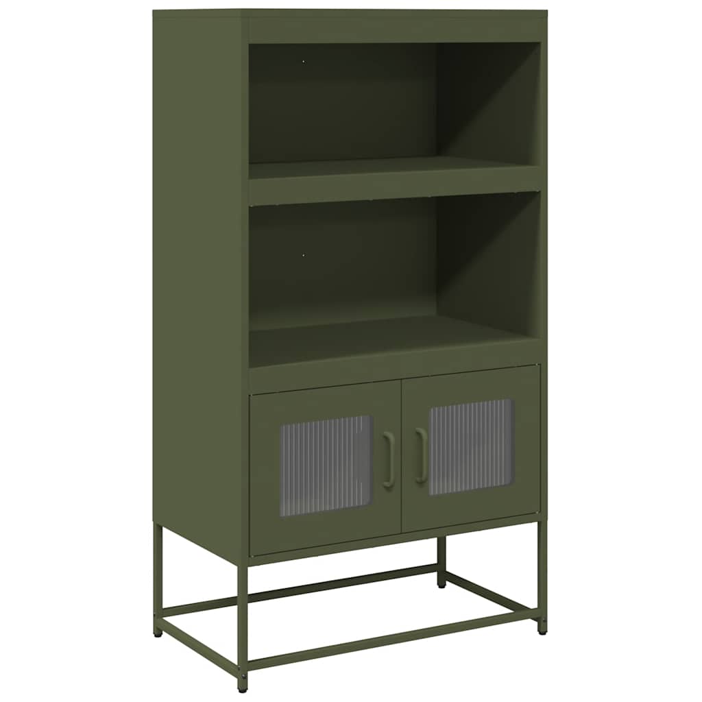 vidaXL Credenza Verde Oliva 68x39x123 cm in Acciaio