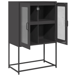 Credenza-Buffet-Armadio da cucina Nera 68x39x107 cm in Acciaio 923142