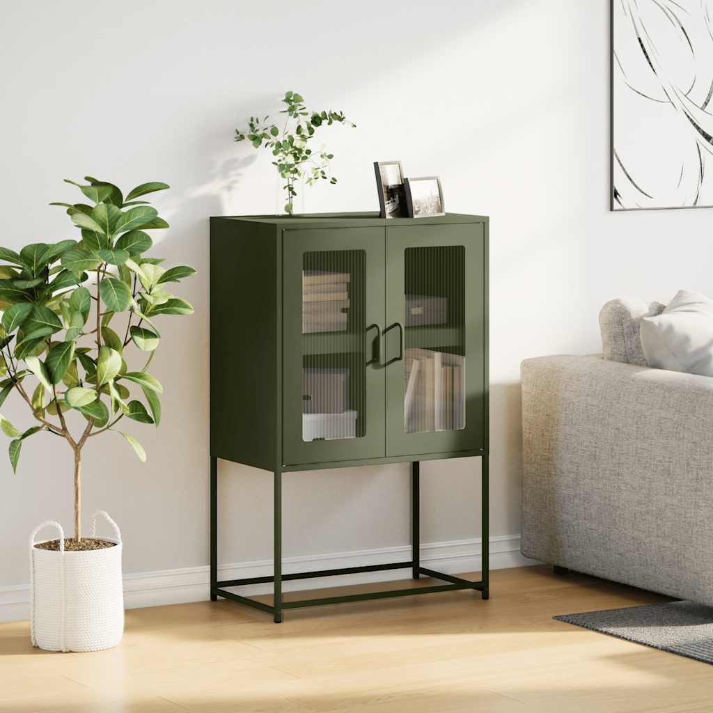 vidaXL Credenza Verde Oliva 68x39x107 cm in Acciaio
