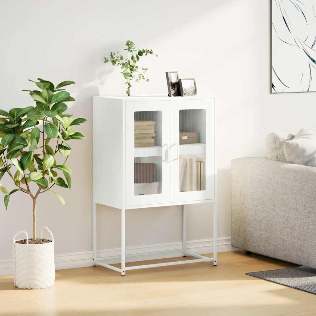 vidaXL Credenza Bianca 68x39x107 cm in Acciaio