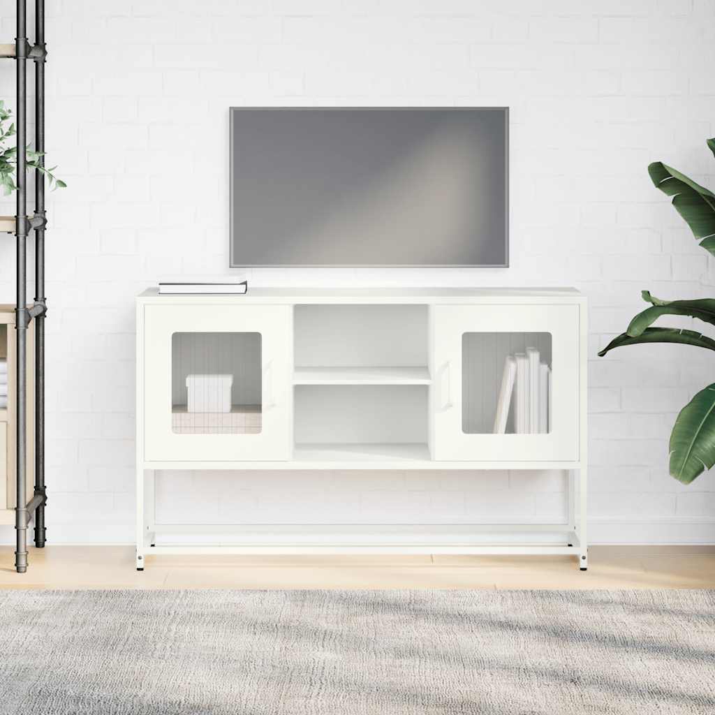 Mobile TV-Credenza TV-Console TV Bianco 100,5x39x60,5 cm in Acciaio 403536