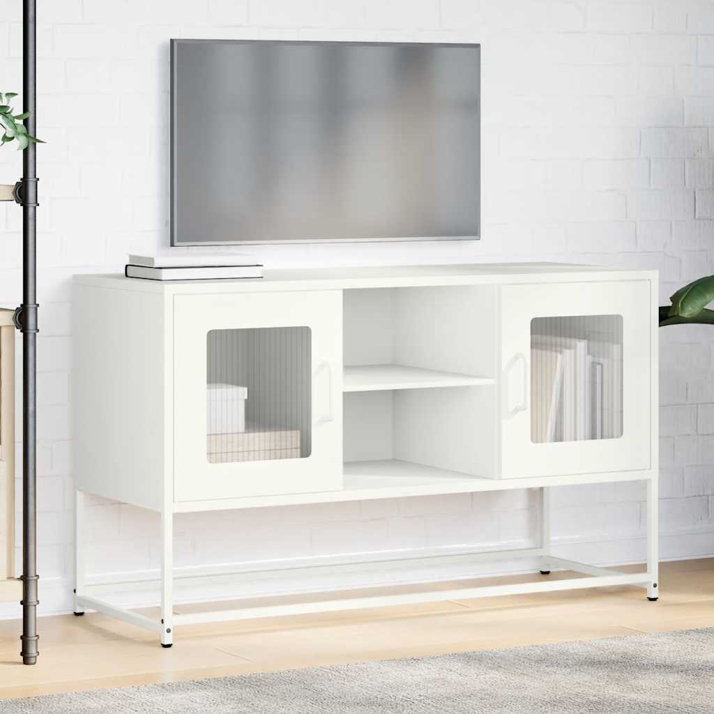 Mobile TV Bianco 100,5x39x60,5 cm in Acciaio 853385