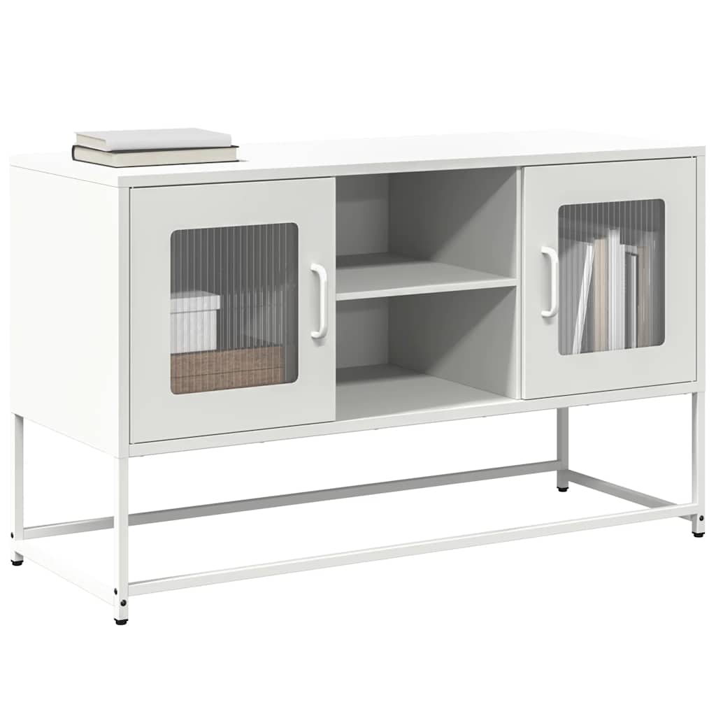Mobile TV-Credenza TV-Console TV Bianco 100,5x39x60,5 cm in Acciaio 403536