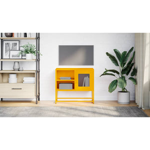 Mobile TV-Credenza TV-Console TV Giallo Senape 68x39x60,5 cm in Acciaio 618455