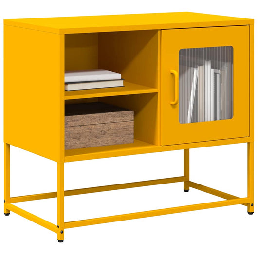Mobile TV-Credenza TV-Console TV Giallo Senape 68x39x60,5 cm in Acciaio 618455