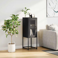 Credenza-Buffet-Armadio da cucina Nera 36x39x107 cm in Acciaio Laminato a Freddo