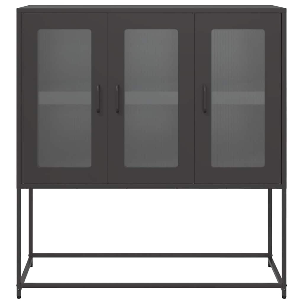Credenza-Buffet-Armadio da cucina Nera 100,5x39x107 cm in Acciaio Laminato a Freddo 485174