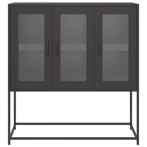 Credenza-Buffet-Armadio da cucina Nera 100,5x39x107 cm in Acciaio Laminato a Freddo 485174