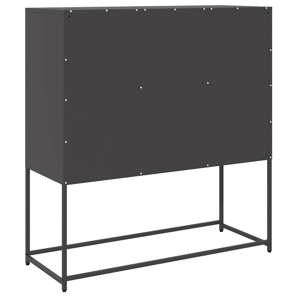 Credenza-Buffet-Armadio da cucina Nera 100,5x39x107 cm in Acciaio Laminato a Freddo 485174
