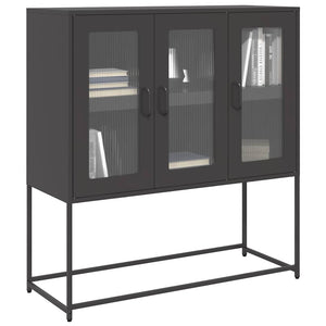 Credenza-Buffet-Armadio da cucina Nera 100,5x39x107 cm in Acciaio Laminato a Freddo 485174