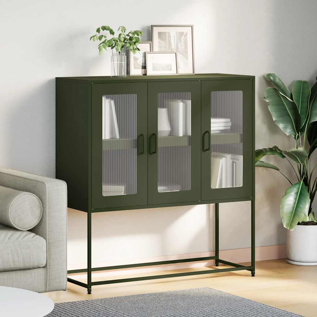 Credenza Verde Oliva 100,5x39x107 cm Acciaio Laminato a Freddo 853408