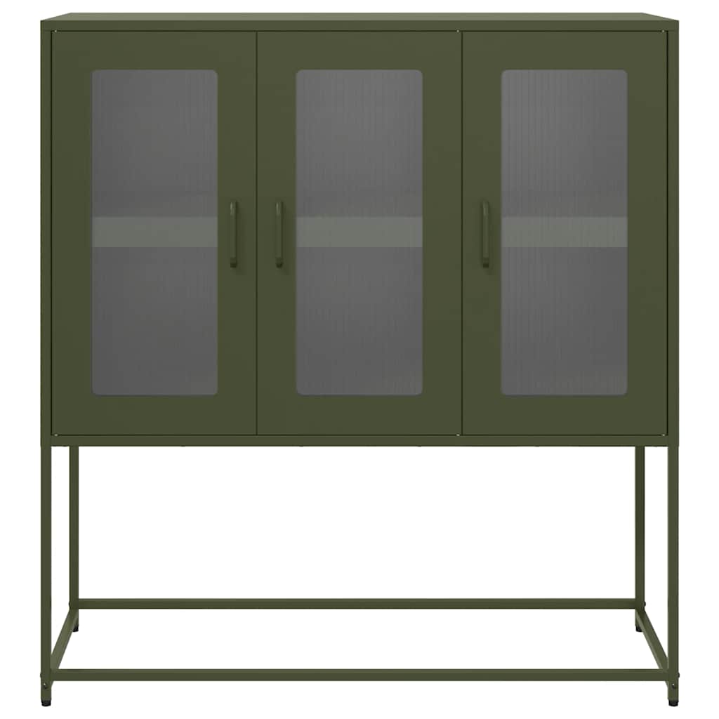 Credenza Verde Oliva 100,5x39x107 cm Acciaio Laminato a Freddo 853408