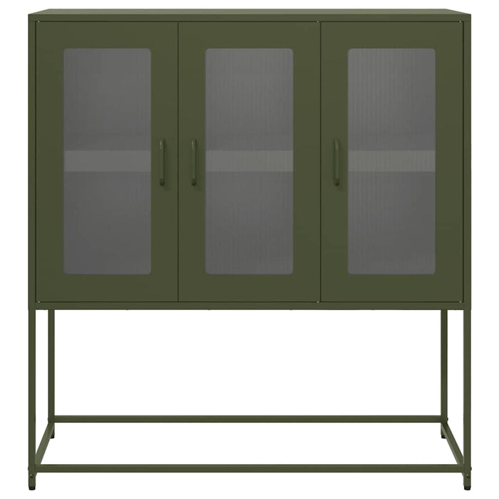 vidaXL Credenza Verde Oliva 100,5x39x107 cm Acciaio Laminato a Freddo