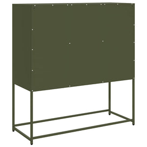 vidaXL Credenza Verde Oliva 100,5x39x107 cm Acciaio Laminato a Freddo