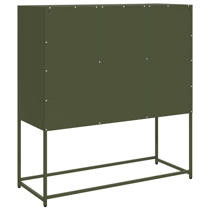 vidaXL Credenza Verde Oliva 100,5x39x107 cm Acciaio Laminato a Freddo