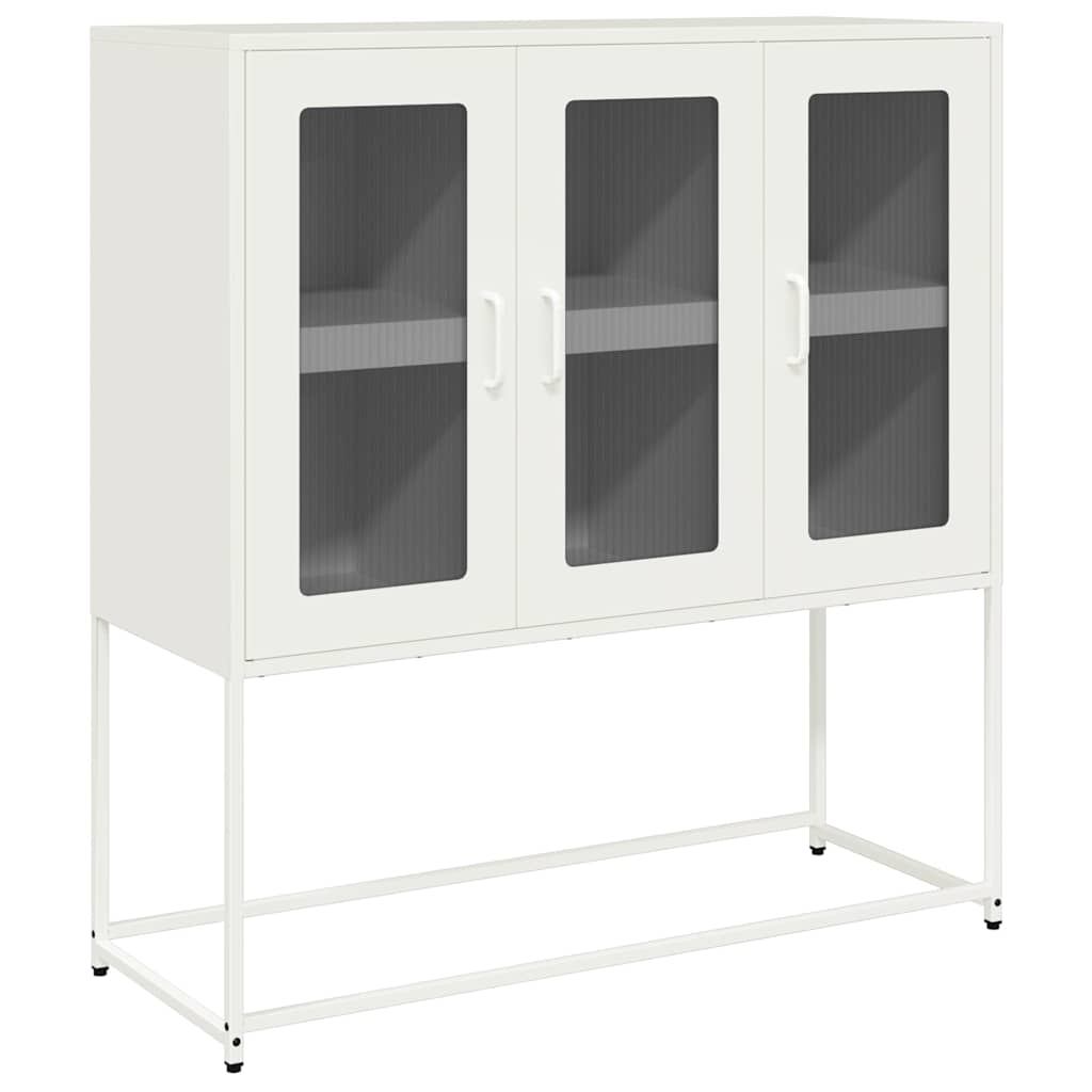 vidaXL Credenza Bianca 100,5x39x107 cm in Acciaio Laminato a Freddo