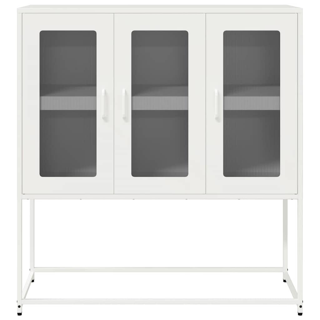 Credenza-Buffet-Armadio da cucina Bianca 100,5x39x107 cm in Acciaio Laminato a Freddo 578061