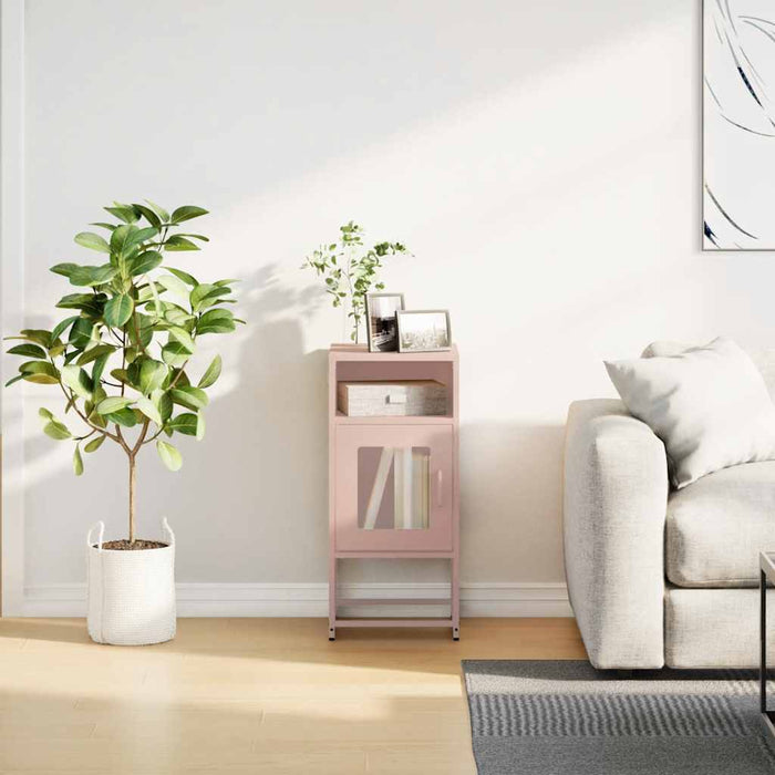 Comodino Rosa 36x39x78 cm in Acciaio Laminato a Freddo