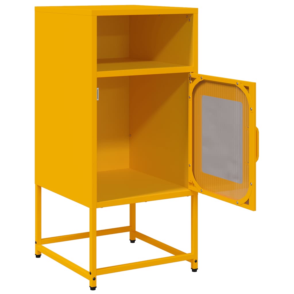 Comodino Giallo Senape 36x39x78 cm in Acciaio Laminato a Freddo