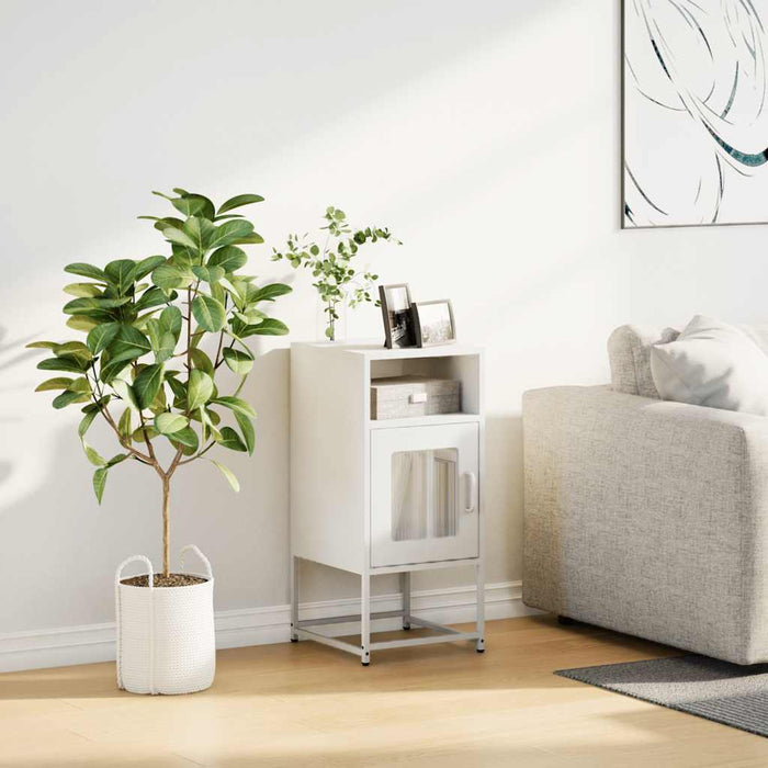 vidaXL Comodino Bianco 36x39x78 cm in Acciaio Laminato a Freddo