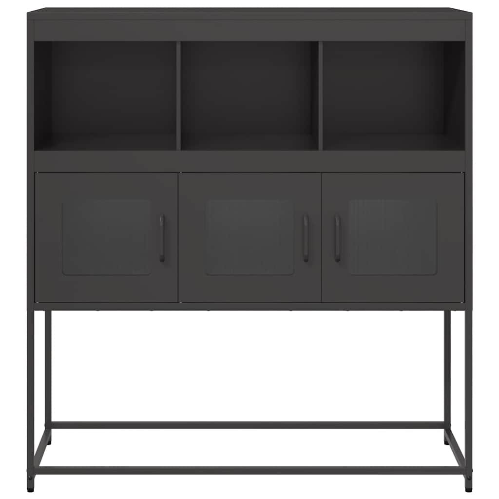 vidaXL Credenza Nera 100,5x39x107 cm in Acciaio Laminato a Freddo