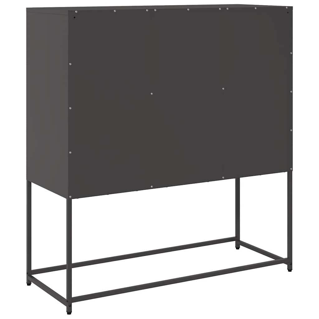 Credenza-Buffet-Armadio da cucina Nera 100,5x39x107 cm in Acciaio Laminato a Freddo 720873