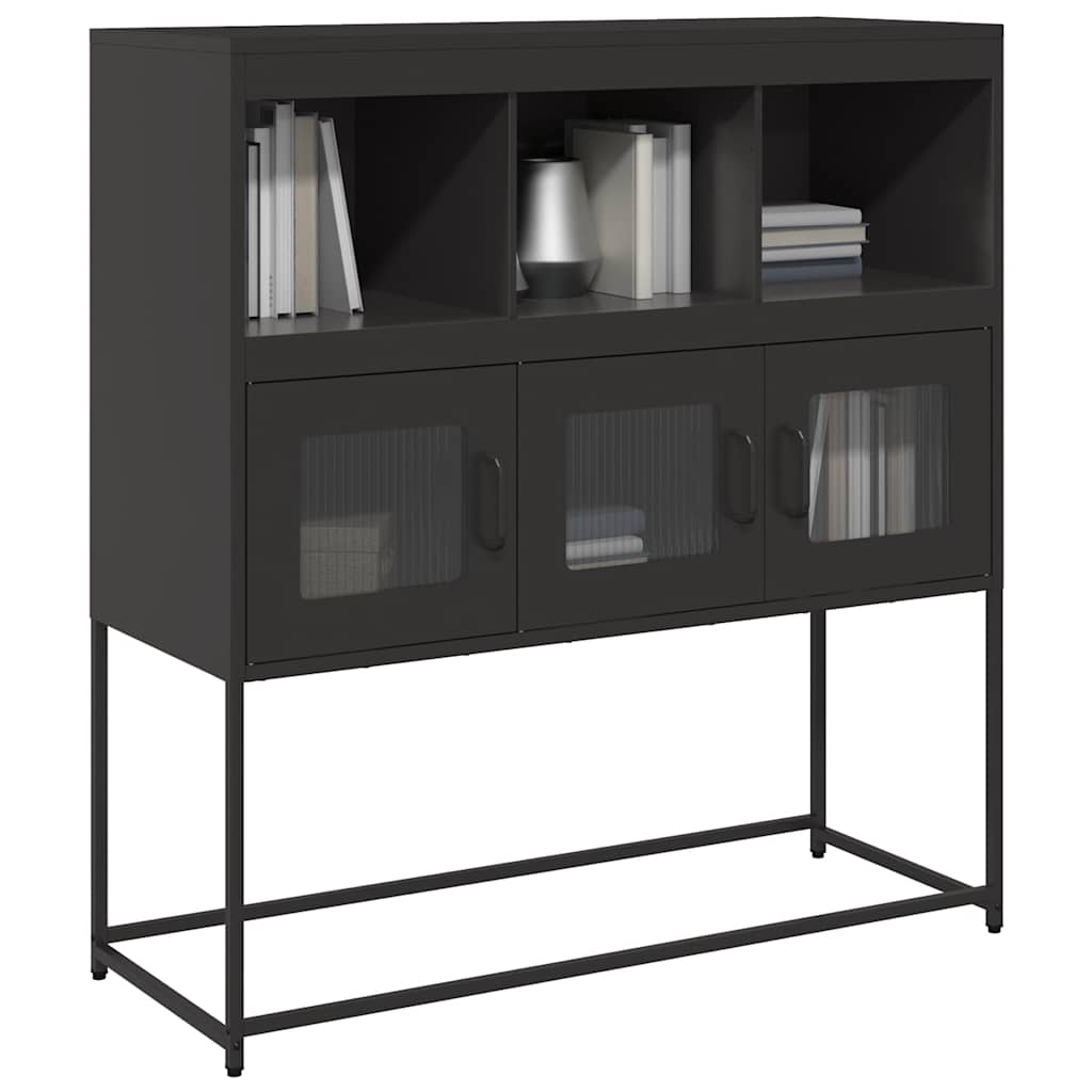 Credenza-Buffet-Armadio da cucina Nera 100,5x39x107 cm in Acciaio Laminato a Freddo 720873