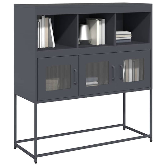 Credenza-Buffet-Armadio da cucina Antracite 100,5x39x107 cm in Acciaio Laminato a Freddo 444745