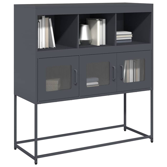 Credenza-Buffet-Armadio da cucina Antracite 100,5x39x107 cm in Acciaio Laminato a Freddo 444745