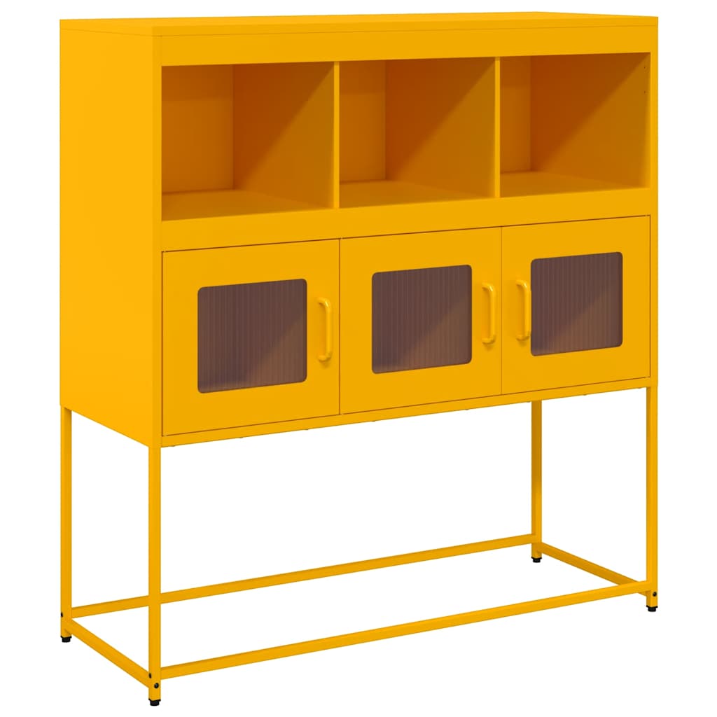 Credenza Giallo Senape 100,5x39x107cm Acciaio Laminato Freddo