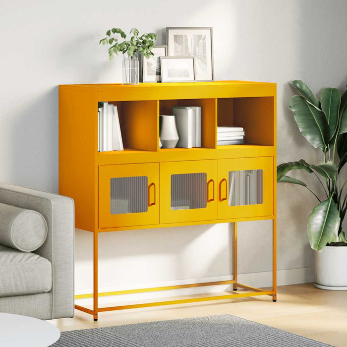 Credenza Giallo Senape 100,5x39x107cm Acciaio Laminato Freddo