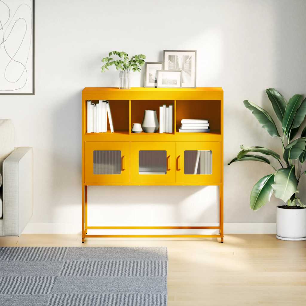 Credenza Giallo Senape 100,5x39x107cm Acciaio Laminato Freddo