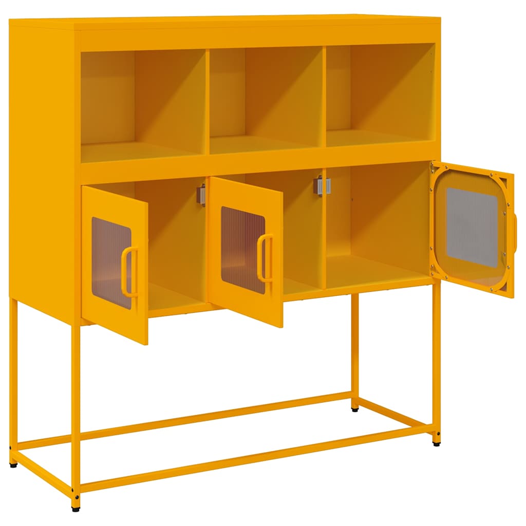 Credenza Giallo Senape 100,5x39x107cm Acciaio Laminato Freddo