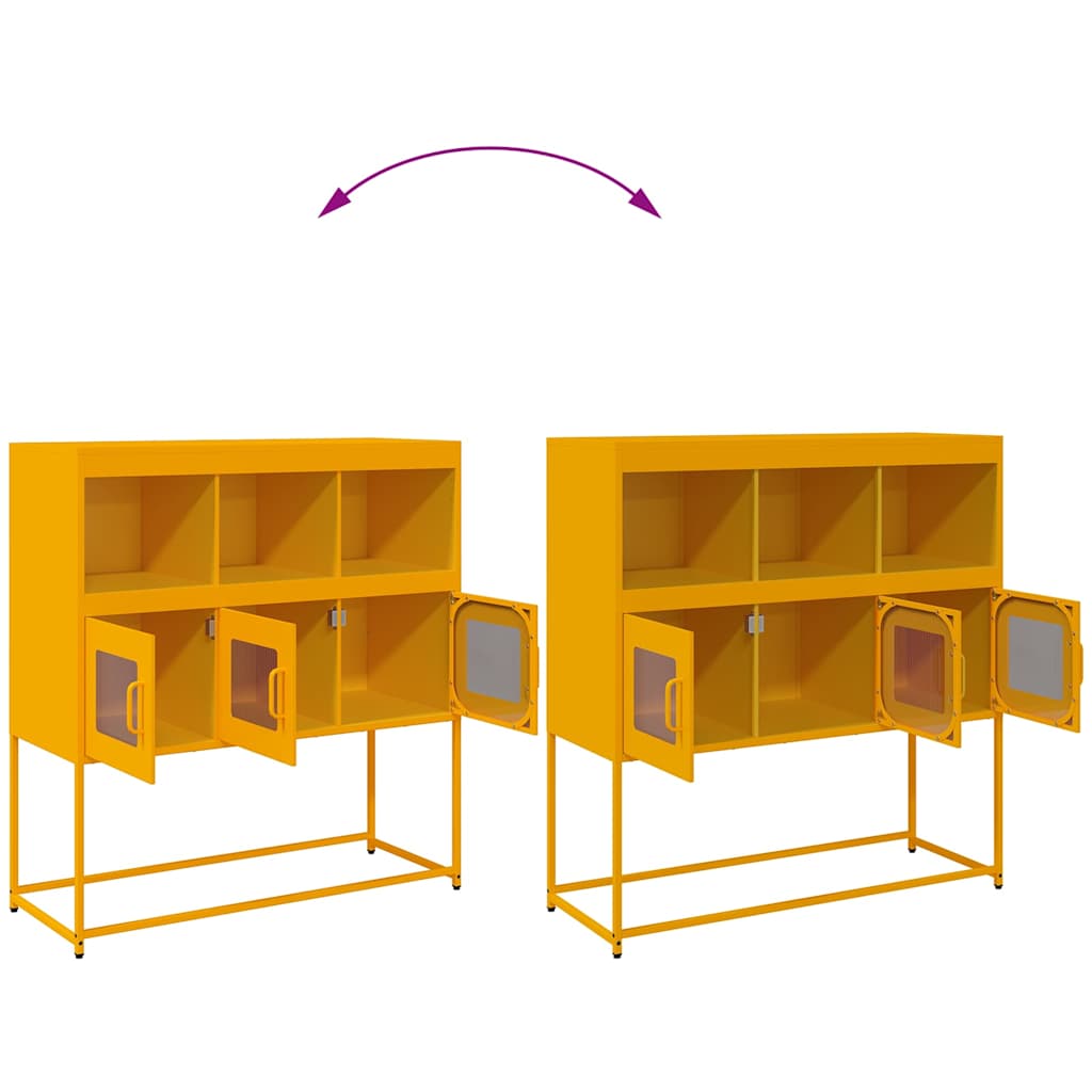 Credenza Giallo Senape 100,5x39x107cm Acciaio Laminato Freddo