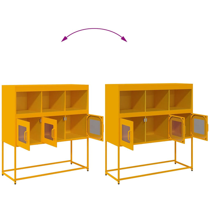 Credenza Giallo Senape 100,5x39x107cm Acciaio Laminato Freddo