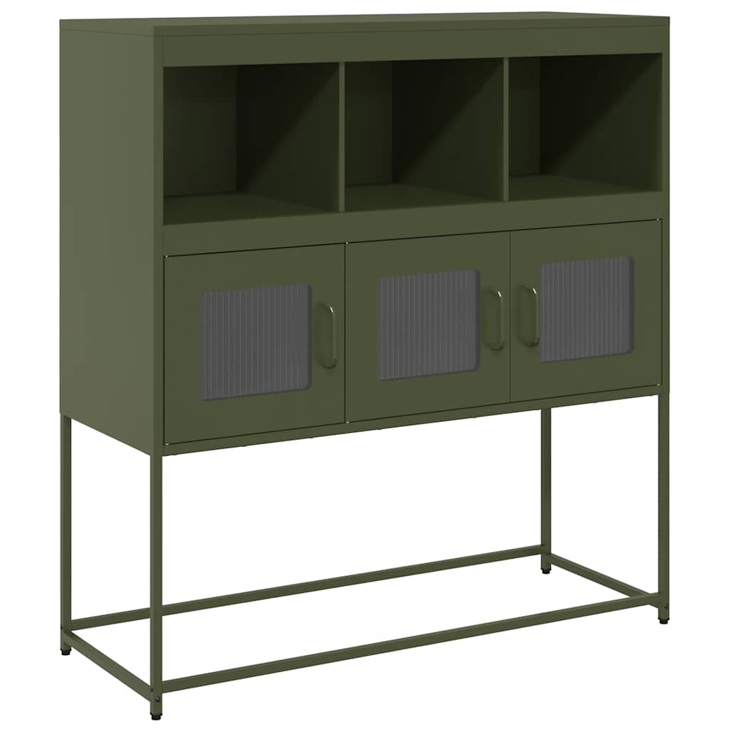 vidaXL Credenza Verde Oliva 100,5x39x107 cm Acciaio Laminato a Freddo