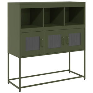 vidaXL Credenza Verde Oliva 100,5x39x107 cm Acciaio Laminato a Freddo