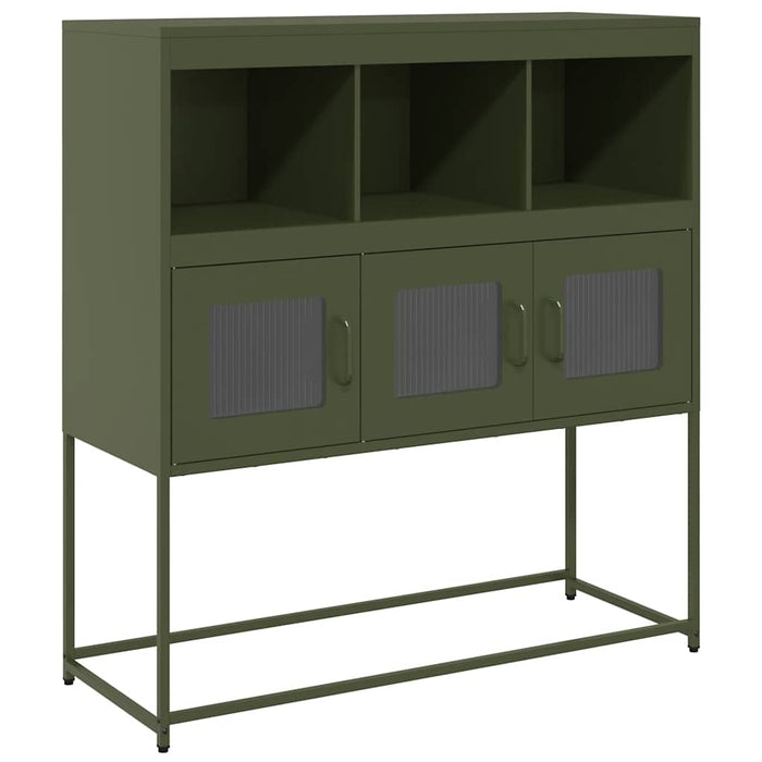 vidaXL Credenza Verde Oliva 100,5x39x107 cm Acciaio Laminato a Freddo