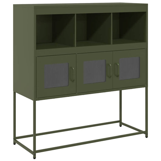 Credenza Verde Oliva 100,5x39x107 cm Acciaio Laminato a Freddo 853420