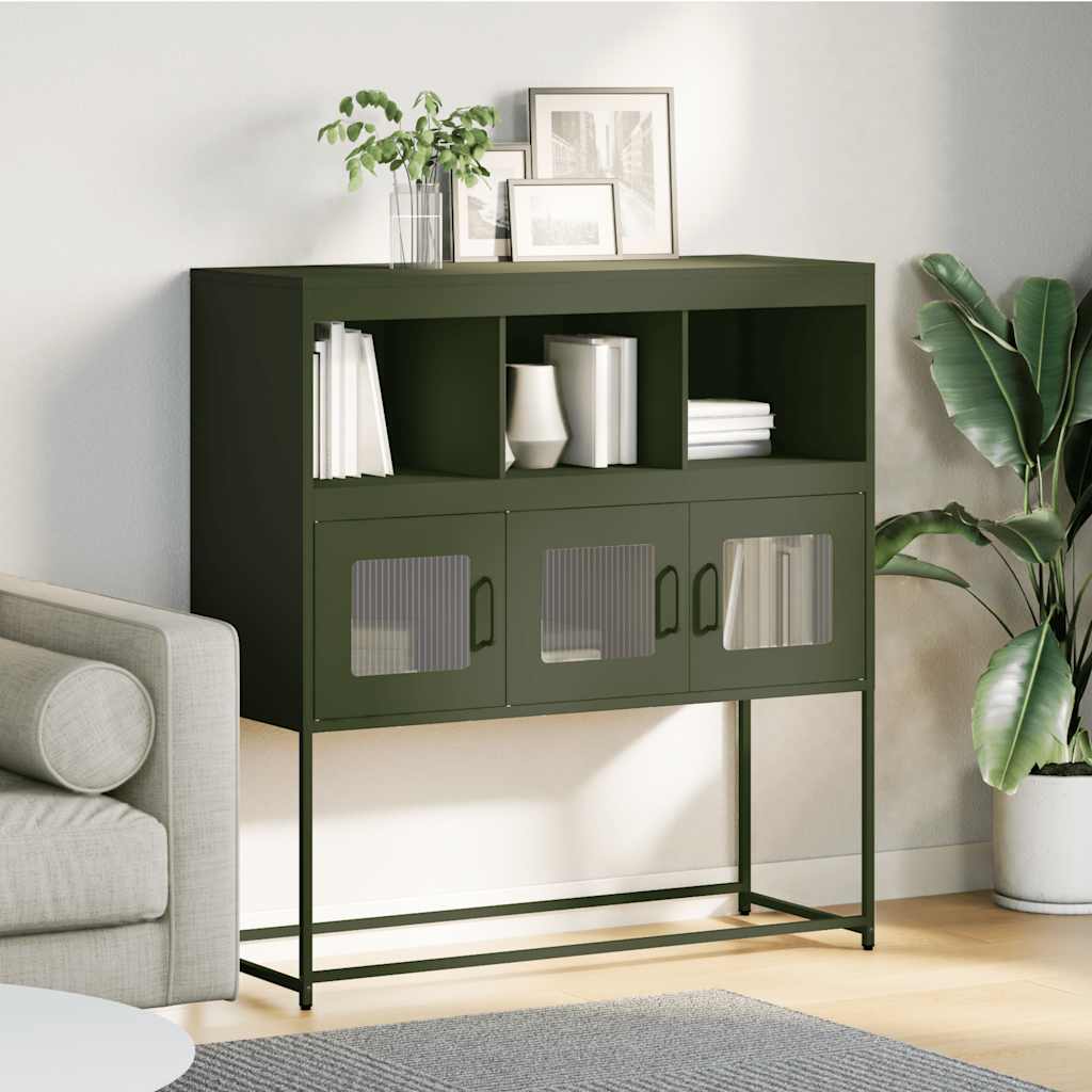 Credenza Verde Oliva 100,5x39x107 cm Acciaio Laminato a Freddo 853420