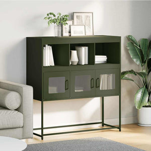 Credenza Verde Oliva 100,5x39x107 cm Acciaio Laminato a Freddo 853420