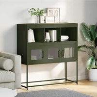 vidaXL Credenza Verde Oliva 100,5x39x107 cm Acciaio Laminato a Freddo