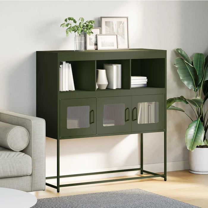 vidaXL Credenza Verde Oliva 100,5x39x107 cm Acciaio Laminato a Freddo