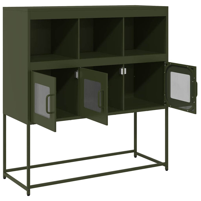 vidaXL Credenza Verde Oliva 100,5x39x107 cm Acciaio Laminato a Freddo