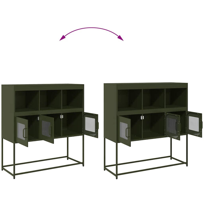 vidaXL Credenza Verde Oliva 100,5x39x107 cm Acciaio Laminato a Freddo