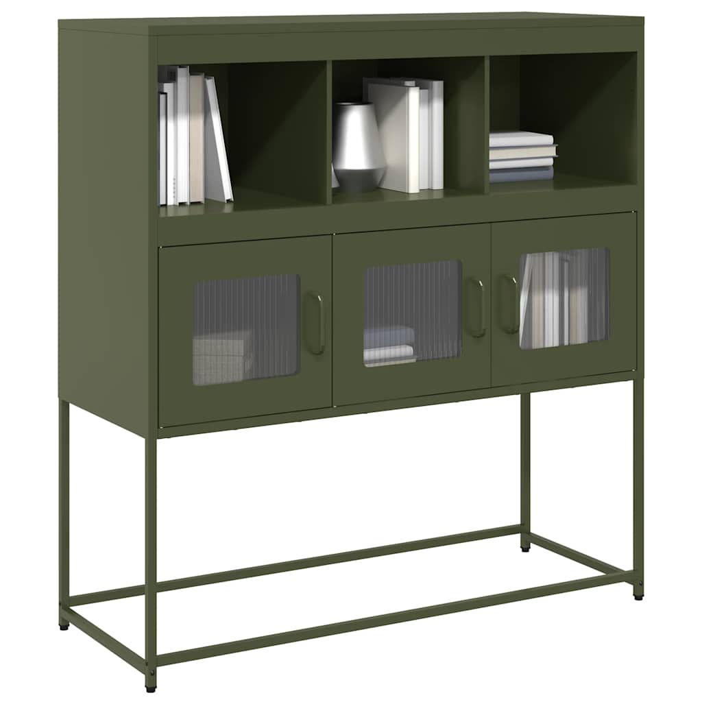 vidaXL Credenza Verde Oliva 100,5x39x107 cm Acciaio Laminato a Freddo